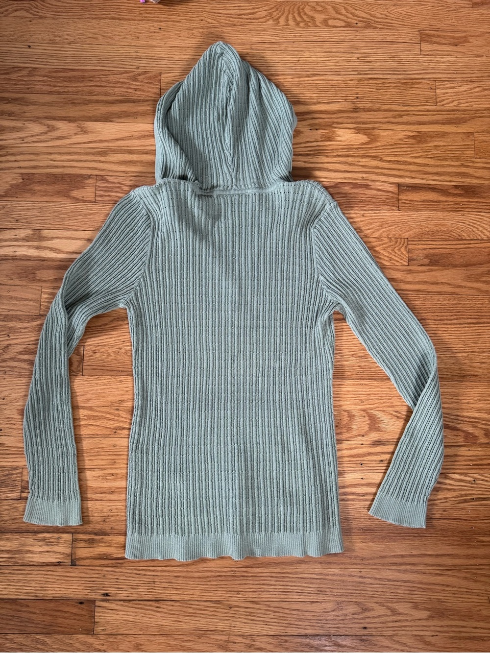 Green Ribbed Button Up Sweater - Picture 4 of 4
